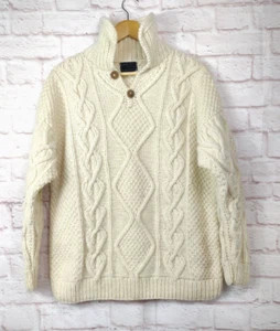 Fisherman Cable Knit 100% Wool Sweater XL NO Size Tag El Gringo Ecuador Artisan - Picture 1 of 8