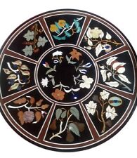 23" Black Marble Coffee Table Top Pietra dura Inlay​ Work Art For Home Decor