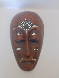 Vintage Hand Carved Painted Wooden Balinese Indonesian 9inch Mask - Picture 1 of 6