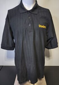 Pittsburgh Steelers Mens Size XL Vintage Starter NFL Polo Black Football Shirt