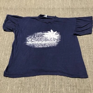 True Vintage 60s 70s Bahamas Palm Tree T-Shirt Size XL Blue Combed Cotton Surfer - Picture 1 of 11
