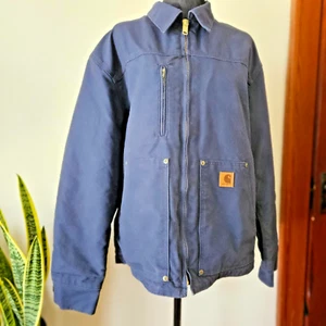 Carhartt 378-20 Duck Canvas Quilt Lined Jacket Mens M Blue Workwear Outdoors - Picture 1 of 8