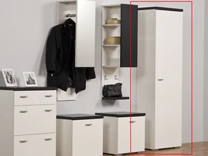 Garderobenschrank, Seitenschrank, Garderobe Weiß - Topplatte schwarz - Bild 1 von 1