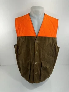 ORVIS - WAXED OILSKIN Mens L Hunting Safety Orange AUSTRALIA MADE Vest - Picture 1 of 10