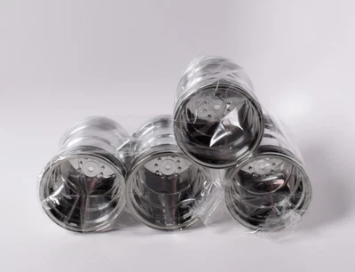 New Tamiya Super Clod Buster / Bull Head Part Black Chrome Wheels Set of 4 Rims - Image 1 of 4