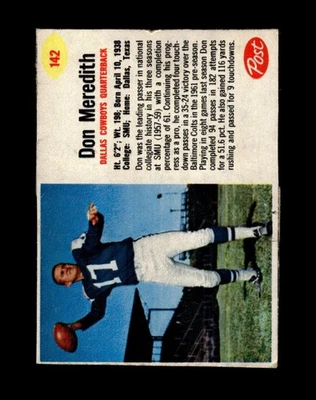 1962 Post Cereal Set-Break #142 Don Meredith VG-VGEX (crease) *GMCARDS* - Image 1 of 2