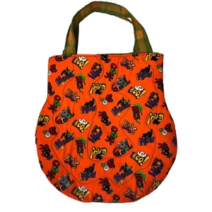Bolsa de truco o trato vintage de Halloween hecha en casa tela monstruo fantasma naranja - Imagen 1 de 7