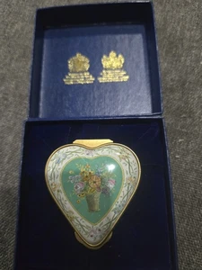 In Box Halcyon Days Emaille Herzform Schmuckschatulle Blumen - Bild 1 von 7