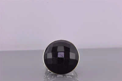 Anillo Carol Brodie Plata Esterlina 25mm Grueso Facetado Negro Globo Banda 925 Talla: 9 Foto 1 de 4