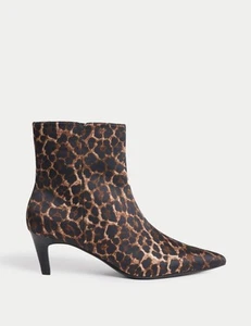 Marks & Spencer Womens Multi Coloured Fabric Ankle Satin Animal Boots - M&S - Picture 1 of 1