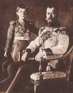 CZAR NICHOLS II AND SON RUSSIAN ROMANOV FAMILY- ORIGINAL ROYALTY 4x3 PC TRIMMED - Picture 1 of 2