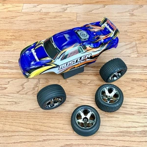 Traxxas Rustler 2WD Body & Tire Combo - Basher! Blue, Orange  - Picture 1 of 16