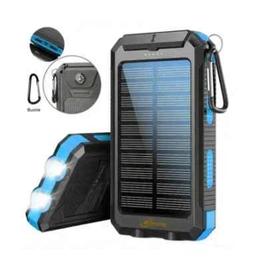 10000Mah Solar Power Bank Portable Charger With Bright Flashlight Dual USB Port - Picture 1 of 3
