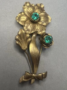 Broche vintage Art Deco años 40 con estampado verde esterlina estampado - Imagen 1 de 8