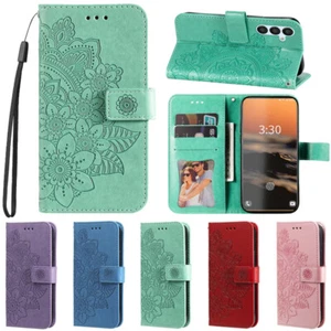 For Samsung S24 S23 Ultra S22 S21 FE A14 A54 A05S Leather Wallet Flip Case Cover - Picture 1 of 17