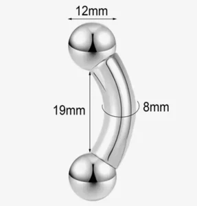 Body Piercing jewlery, 316L Stainless, 0g, PA, Curved Barbell, Unsealed Package - Picture 1 of 4