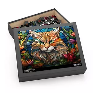 Buntglas Katzenpuzzle - hochwertige Spanplatte, 3 Größen - Bild 1 von 3