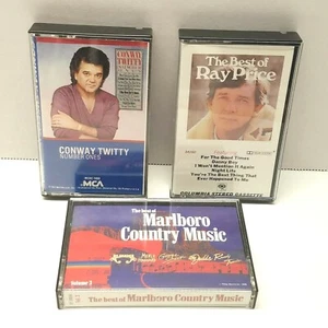 3 VTG Country Music Cassettes Conway Twitty Ray Price Marlboro Best of Selection - Picture 1 of 4