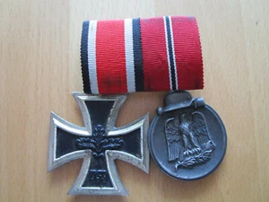BRD 1957 2er-Ordensspange mit Eisernes Kreuz 2.Klasse 1939 u.Ostmedaille - Bild 1 von 8