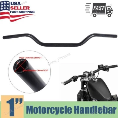 Black 1" Drag Handlebar For Yamaha Vmax 1200 1700 Virago XV250 500 535 750 920 - Image 1 of 4
