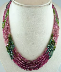 Natural Multi Tourmaline Beads Faceted Round 5 L 289 Ct Shaded Gemstone Necklace - Picture 1 of 6