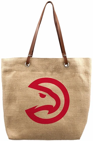 New ATLANTA HAWKS Burlap Market TOTE Boho Handbag NBA Basketball NWT Free S&H ! Cover