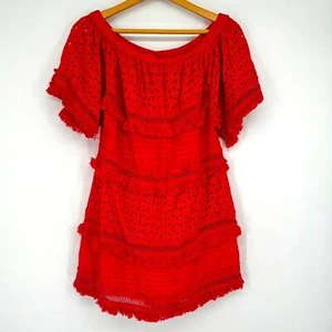 Roaman’s crochet off shoulder fringe red mini dress size 14w - Picture 1 of 7