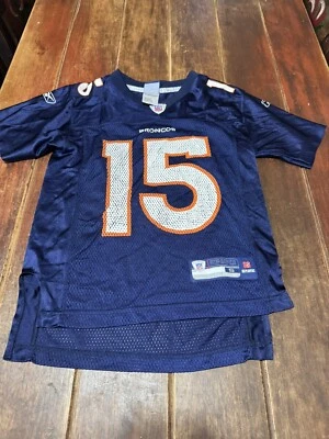 Camiseta deportiva azul marino de los Denver Broncos Tim Tebow Youth talla pequeña #15 Reebok NFL leer Foto 1 de 4