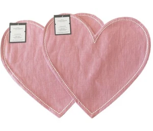 2er Set Rosa Herz Tischsets Baumwolle Zielscheibe Schwelle Hochzeitstag - Bild 1 von 8