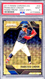 2017 PANINI CHRONICLES GOLD VINYL PRIZM FRANCISCO LINDOR /5 #49 PSA 9 MINT
