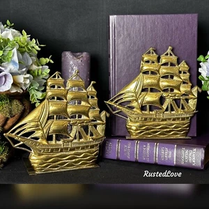 Fermalibri Nave Ottone Barca a Vela Decorazione Nautica Portalibri Ottone **Scontato* - Foto 1 di 12