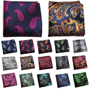 Men Paisley Floral Pocket Square Hanky Wedding Party Colorful Handkerchief - Picture 1 of 18