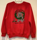 Vintage Reiss Corp Bassett Walker Christmas Sweatshirt Size XL Red Cat And Mouse