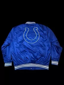 NFL Indianapolis Colts Football Blue Bomber Jacket Embroidered Logo Size Medium - Picture 1 of 11