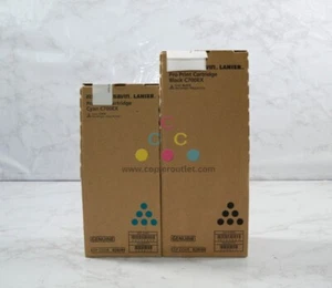 2 neue Original-Zubehör-Hersteller Ricoh C550EX, C700EX Cyan & Schwarz Pro Druckpatronen 828088, 828089 - Bild 1 von 6