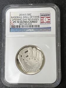 2014 S 50C BASEBALL HALL OF FAME OPENING DAY RELEASES PF 70 ULTRA CAMEO NGC.RARE