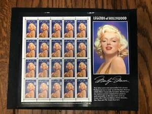 Estampillas postales de Marilyn Monroe de Estados Unidos 1995 Leyendas de Hollywood Estados Unidos 32 centavos 20 estampillas - Imagen 1 de 7