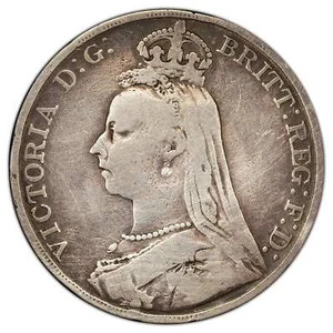 Great Britain 1891 Crown Silver Coin KM #765 - Cleaned - Picture 1 of 2