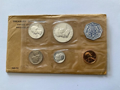 1960 US Mint Silver Proof Set  with original govt. package Cover