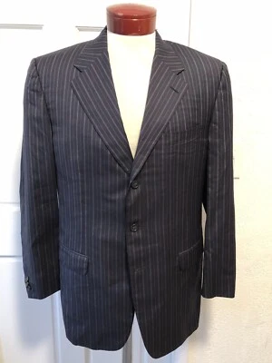 Corneliani Men's Wool Silk 2 Piece Suit Navy Pinstripe Pink Size 42R 32x32 J763 - Image 1 of 4