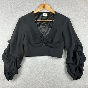 Sheike Cropped Top Women's Size 6 Black 3/4 Puff Sleeve Party Cocktail - Picture 1 of 13