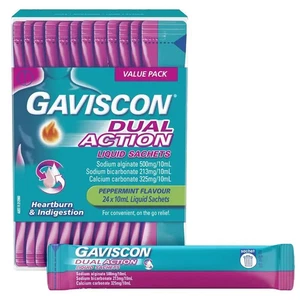 AAAGaviscon DUAL Action***Liquid Sachets 24 x 10ml*****Free Postage ❣️❣️❣️ - Picture 1 of 11