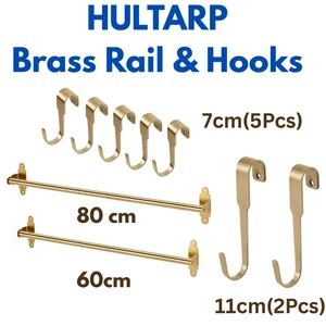 Ikea HULTARP Riel de Pared Acero Toallero Latón Pulido Ganchos de Riel 60/80 cm - Imagen 1 de 7