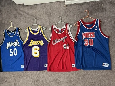 Винтажный Чемпион НБА Джерси Реселлер Лот товаров Деннис Родман Эдди Джонс Киттлз Magic - Изображение 1 из 2