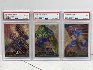 1995 Marvel Metal Cable Hulk Captain America Gold Blaster #1, 2, 5 PSA 8 & 7 - Picture 1 of 5