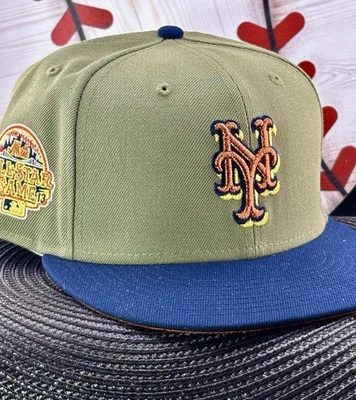 New York Mets Olive Navy 2013 ASG Hat Club 59FIFTY 7 5/8 Burnt Orange UV Rare - Image 1 of 4