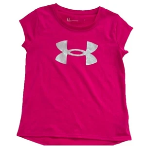 Under Armour Girl's Hot Pink Short Sleeve Logo Tee Shirt Size 5 - Picture 1 of 4
