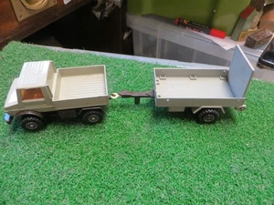 VINTAGE MATCHBOX SUPER KINGS MERCEDES BENZ UNIMOG & TRAILER GREY K-30 UK - Picture 1 of 15