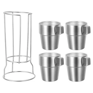  1 Set Stapelbare Doppelwandige Kaffeetassen 300ml Edelstahl Kaffeetasse - Bild 1 von 17