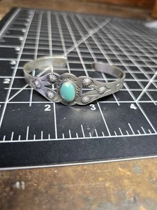 vintage sterling silver turquoise 925 native american Bracelet concho stamped - Picture 1 of 12